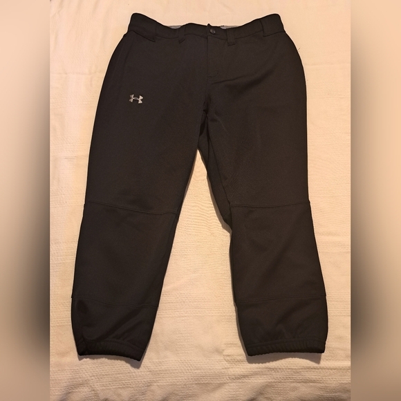 Under Armour men's Medium black fitted knee length baseball pants - Picture 1 of 5
